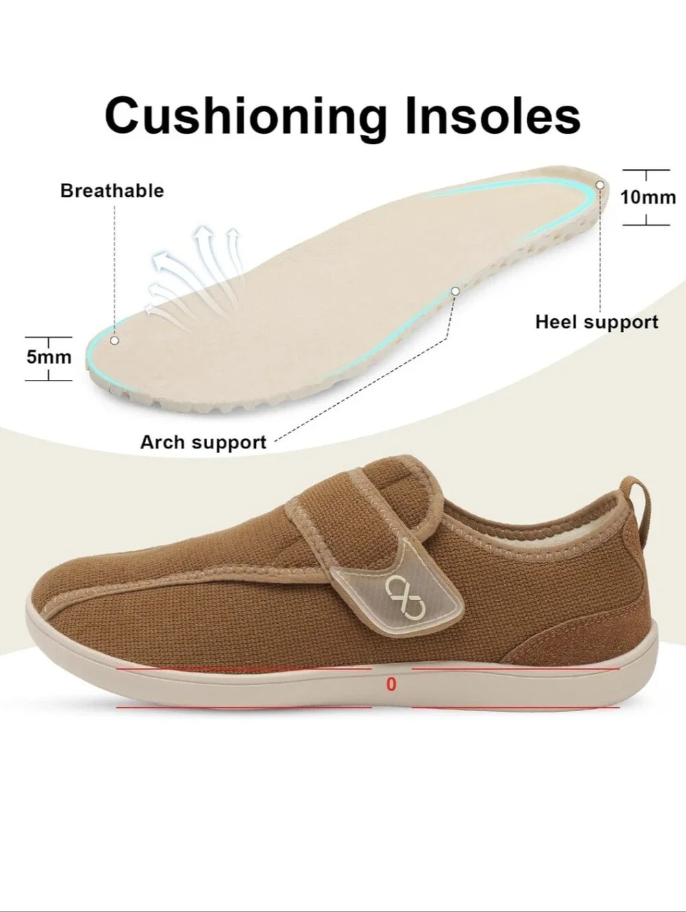 Mens Slippers Wide Diabetic Shoes with Adjustable Strap Size 43